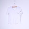 Ellesse T-shirt da donna 14 L con scollo a V, cotone bianco, abbigliamento sportivo, top da tennis 