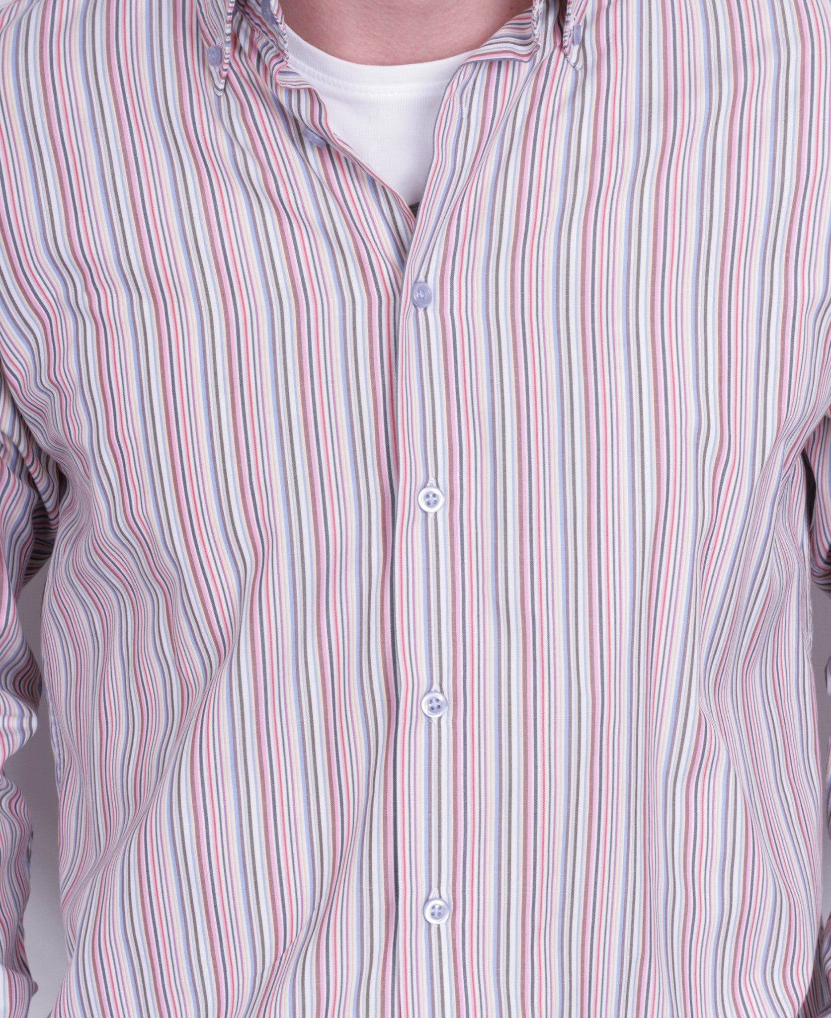 Redgreen Mens L Casual Shirt Striped Multi Colour Cotton - RetrospectClothes