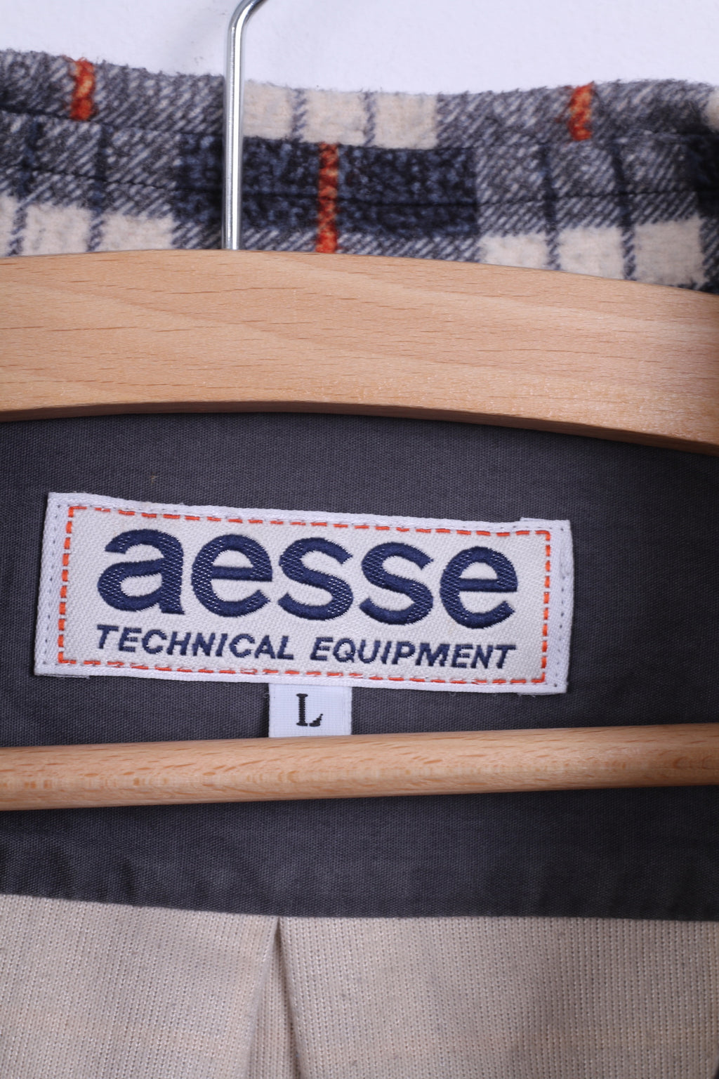 Aesse Mens L Casual Shirt Technical Equipment Checkered Long Sleeve