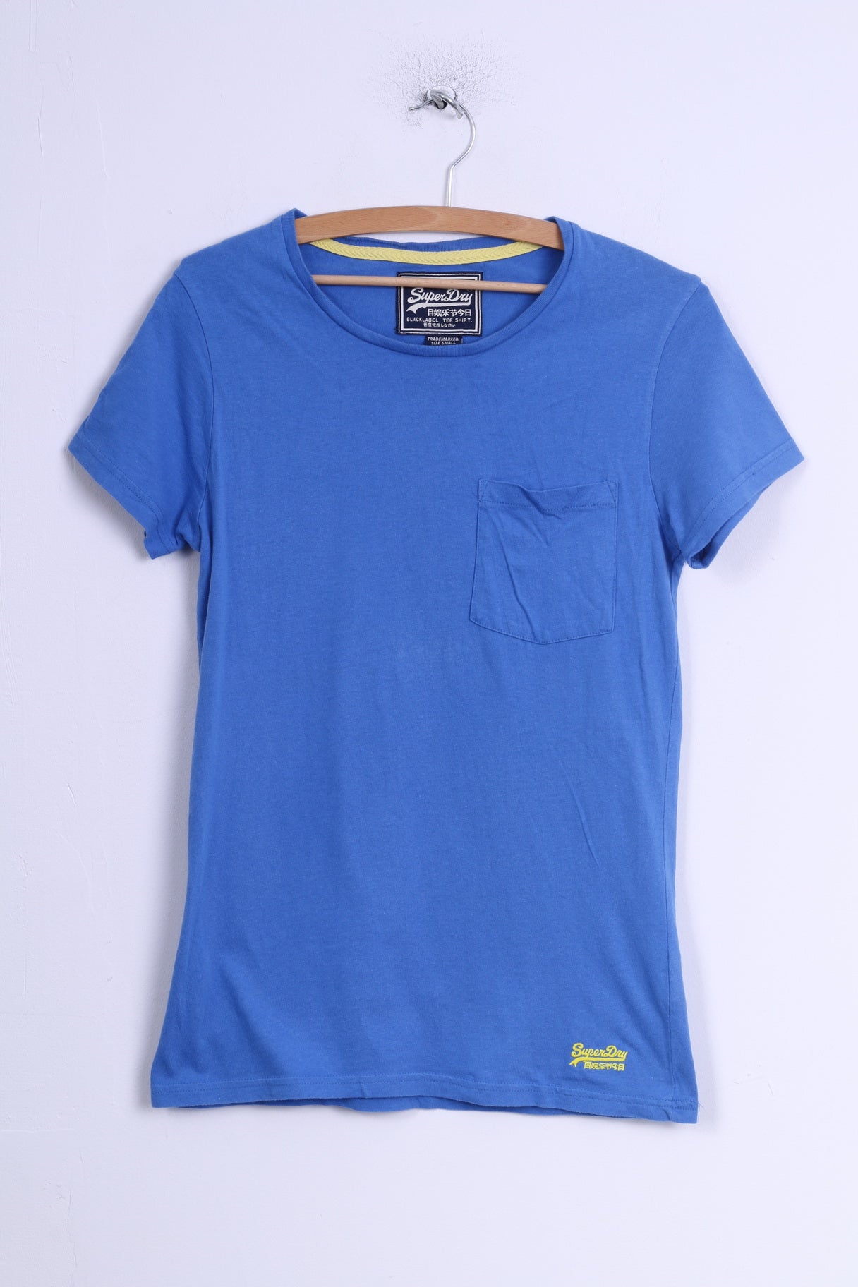 Superdry Womens S T-Shirt Blue Cotton Crew Neck Shirt Top Sport