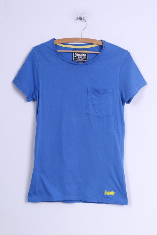 T-shirt da donna Superdry Maglietta girocollo in cotone blu Top Sport