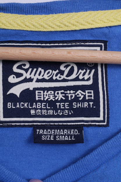 Superdry Femme S T-Shirt Bleu Coton Ras du Cou Petit Haut Sport