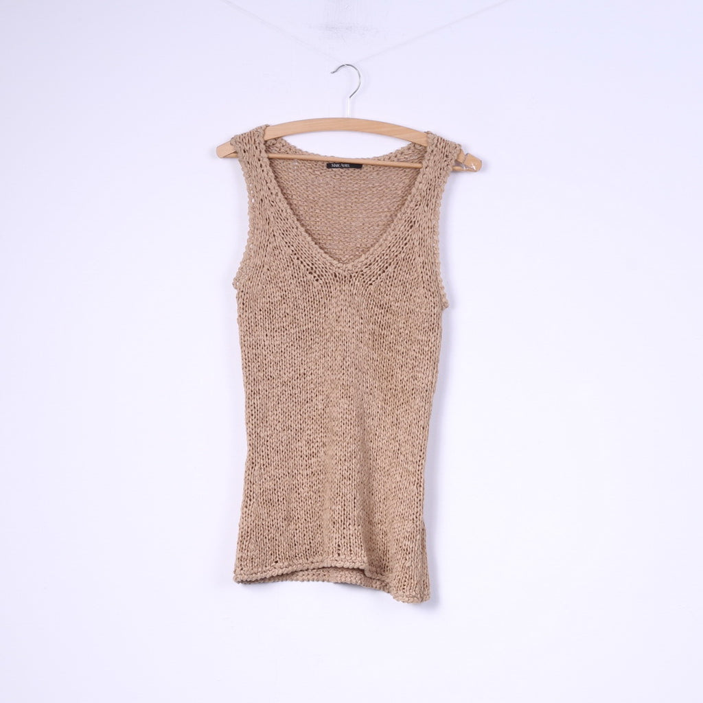 Marc Aurel Maglia da donna M in maglia senza maniche con scollo a V Top beige 