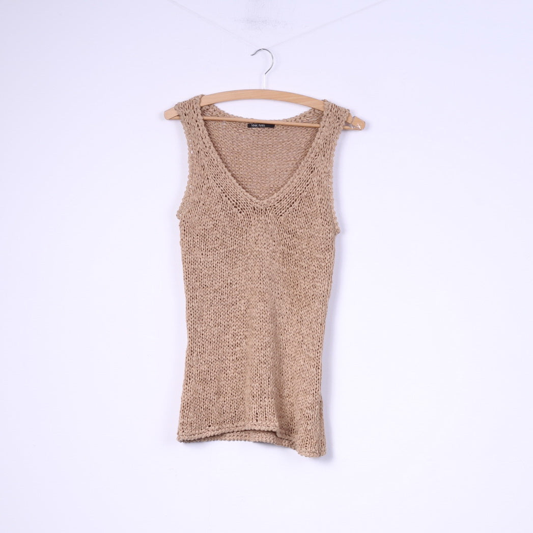 Marc Aurel Maglia da donna M in maglia senza maniche con scollo a V Top beige 
