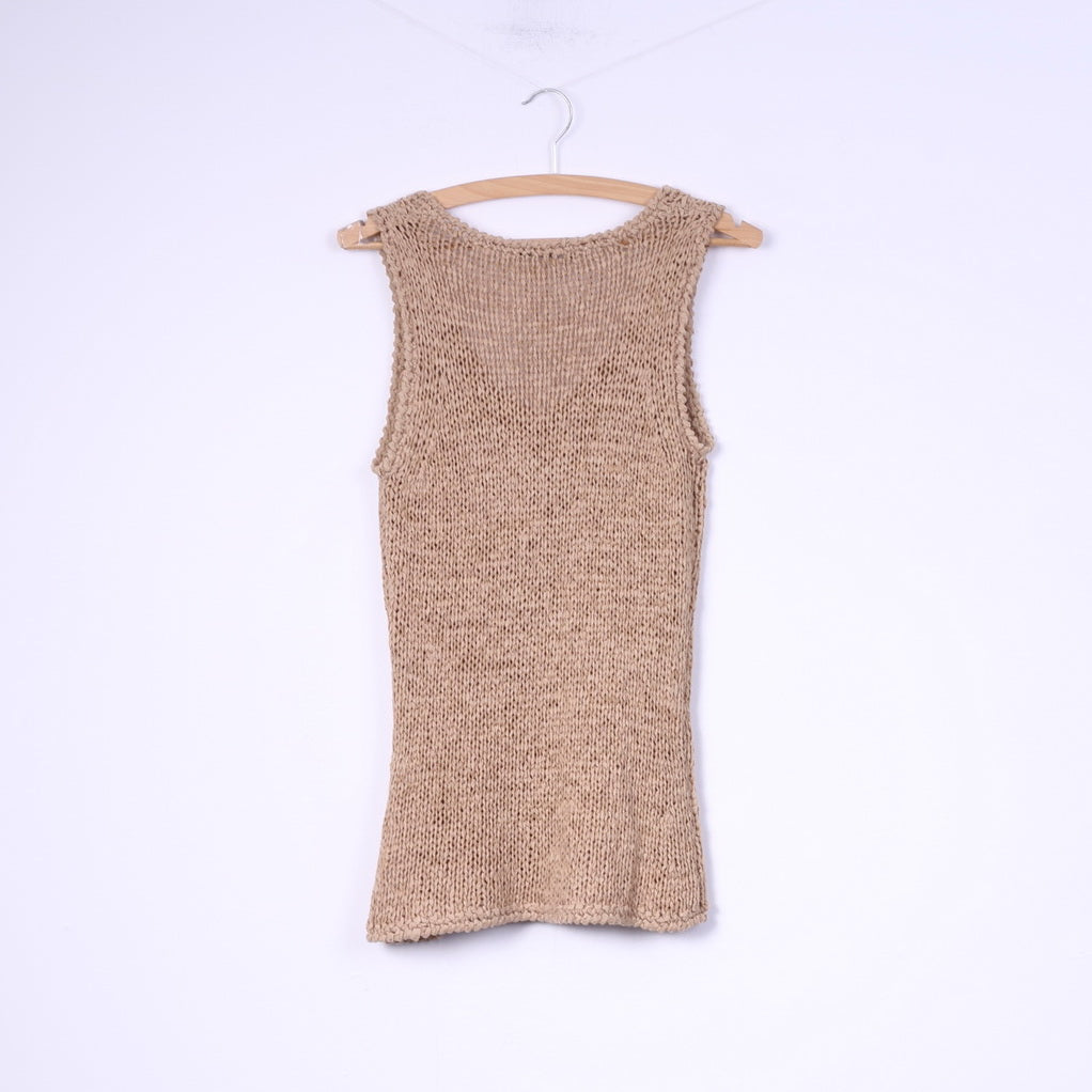 Marc Aurel Maglia da donna M in maglia senza maniche con scollo a V Top beige 
