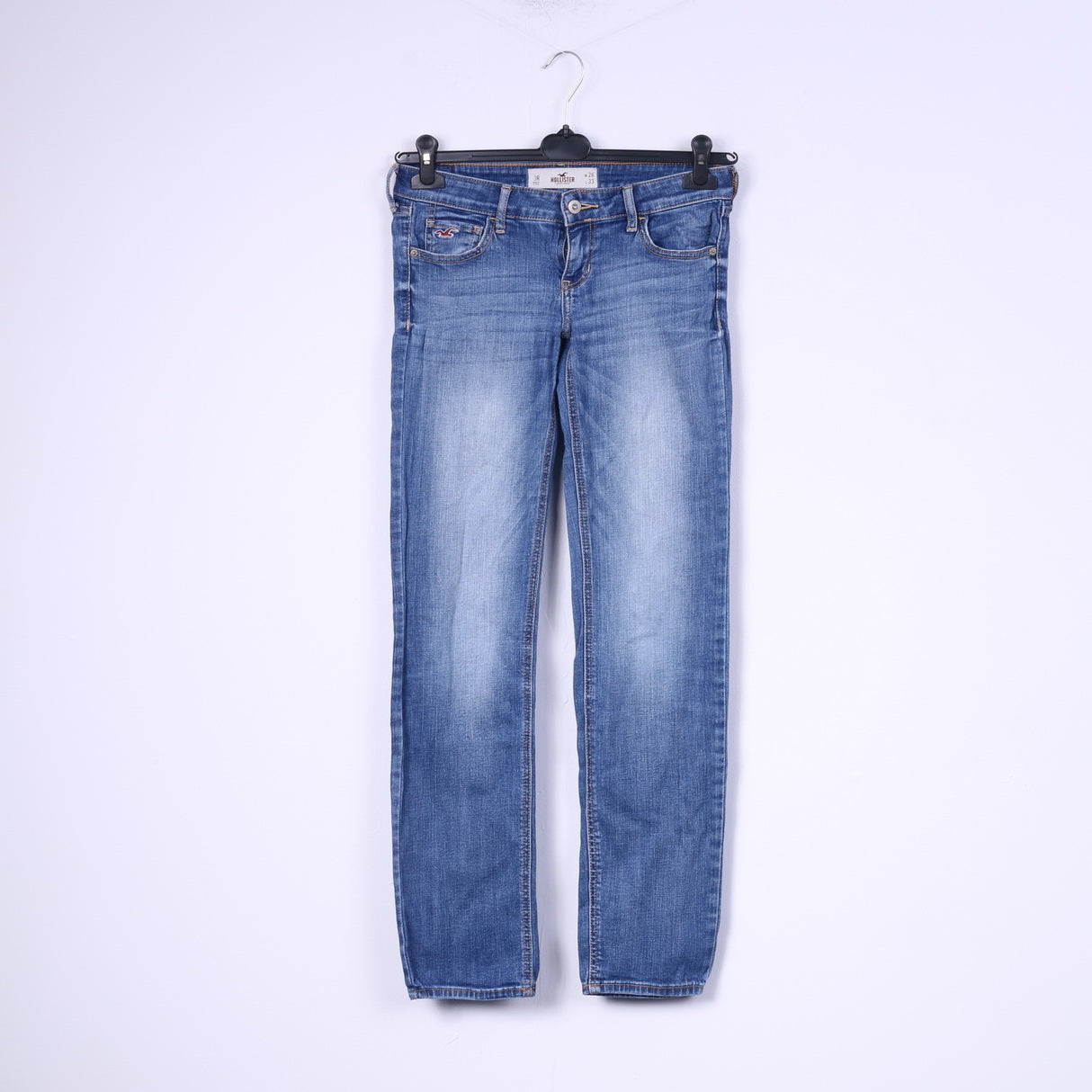 Hollister Femme 26 Jeans Pantalon Bleu Denim Coton Long Pantalon Classique