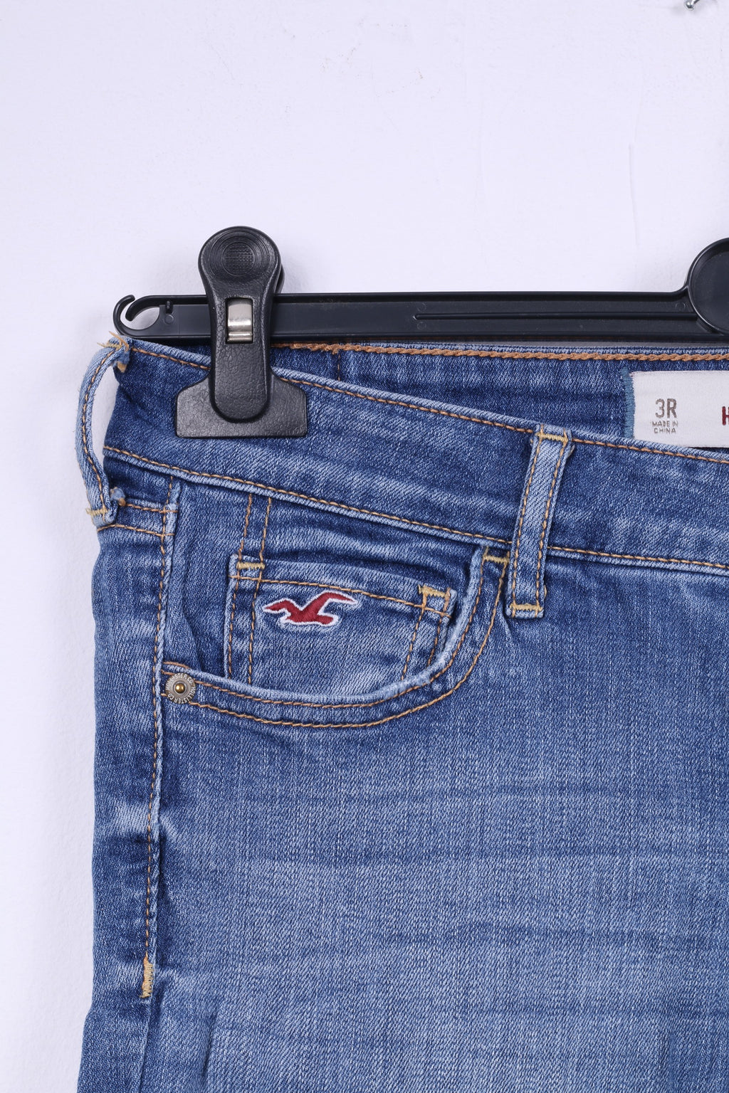 Hollister Femme 26 Jeans Pantalon Bleu Denim Coton Long Pantalon Classique