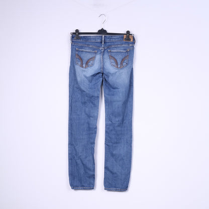 Hollister Women 26 Jeans Trousers Blue Denim Cotton Long Classic Pants