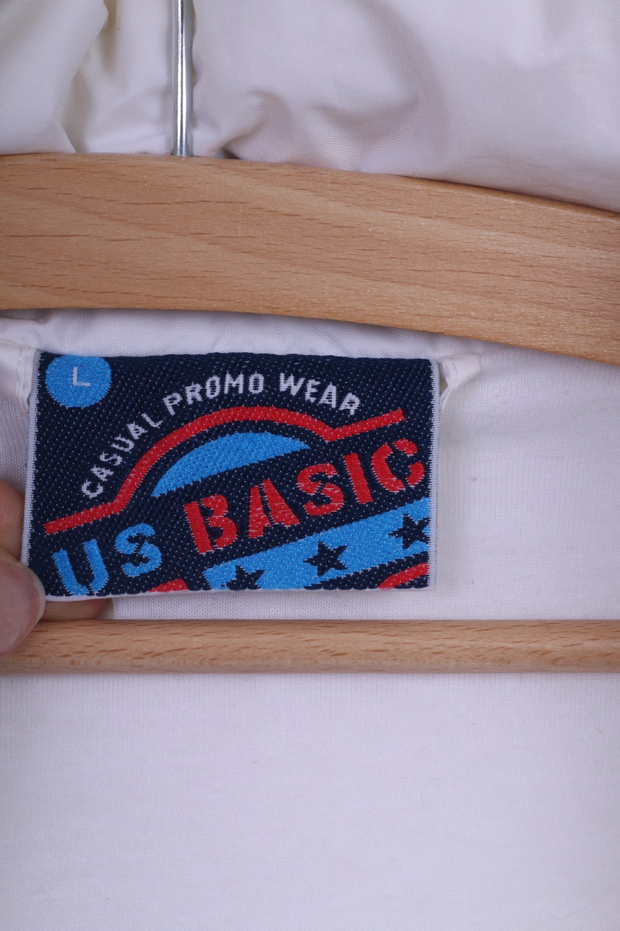 US Basic Womens L Jacket Cream Nylon Waterproof BMW Zip Up Lightweight Top