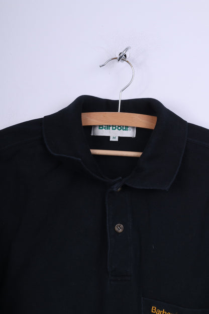 Barbour Mens M Polo Shirt Black Cotton Casual Plain Top