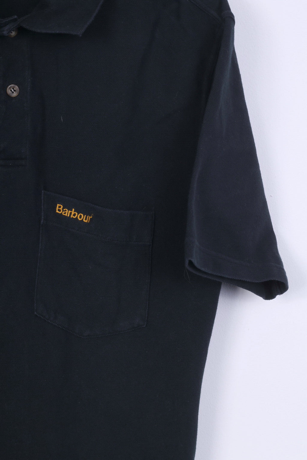 Barbour Mens M Polo Shirt Black Cotton Casual Plain Top