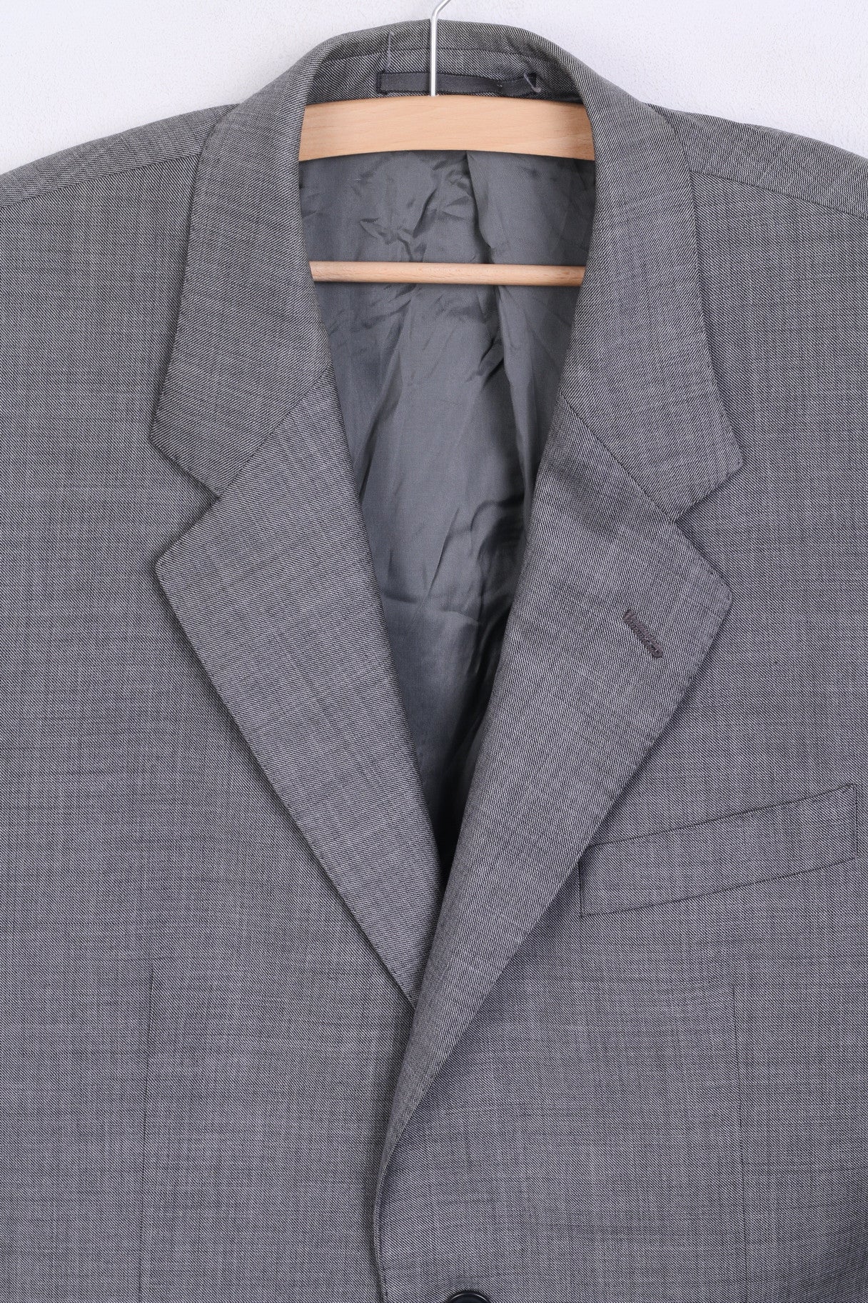 T.M. Lewin Mens 41M Blazer Suit Top Gray Jacket Tailoring Wool Single Breasted