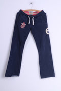 Pantaloni sportivi da donna XS Superdry in cotone blu scuro. Pantaloni dritti da allenamento