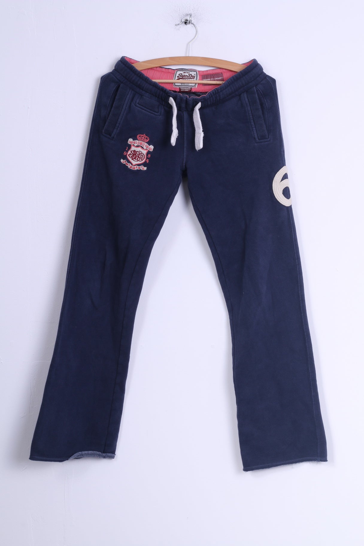 Superdry Womens XS Sweatpants Navy CottonTraining Fit Straight Pants