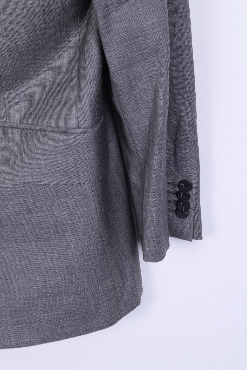 T.M. Lewin Mens 41M Blazer Suit Top Gray Jacket Tailoring Wool Single Breasted
