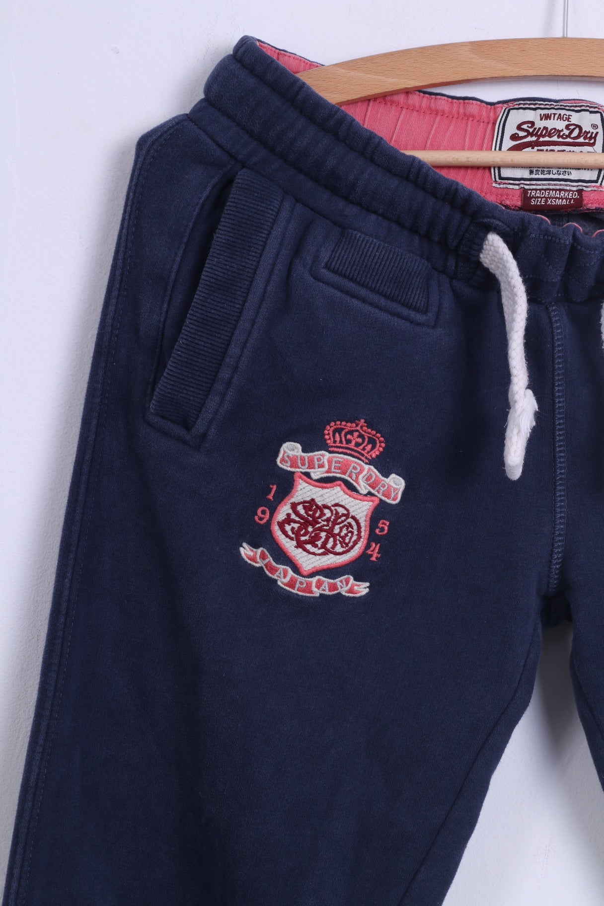 Superdry Womens XS Sweatpants Navy CottonTraining Fit Straight Pants