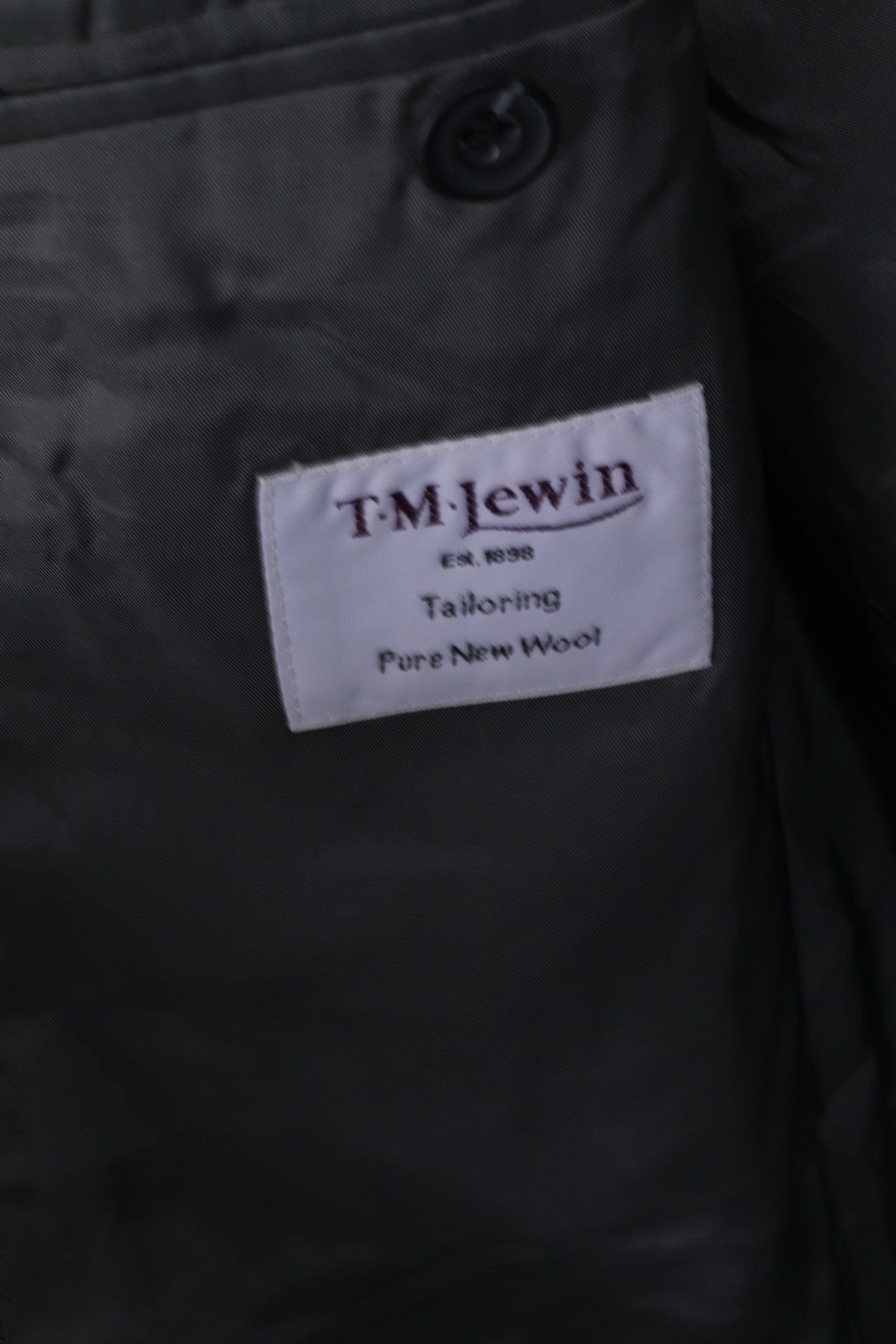 TM Lewin Hommes 41M Blazer Costume Top Veste Grise Couture Laine Simple Boutonnage