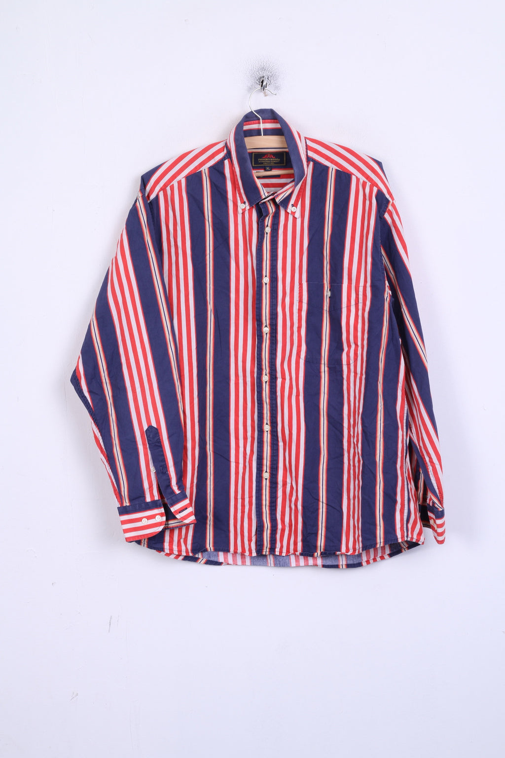 TOGGERY Mens XL Casual Shirt Striped Button Down Collar Multi