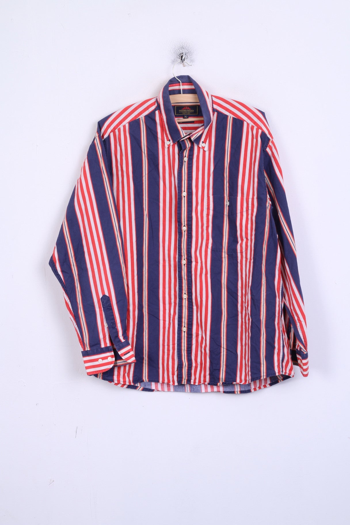 TOGGERY Mens XL Casual Shirt Striped Button Down Collar Multi