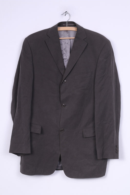 Pierre Cardin Hommes 42 M Blazer Veste Gris Épaulettes Simple Boutonnage 