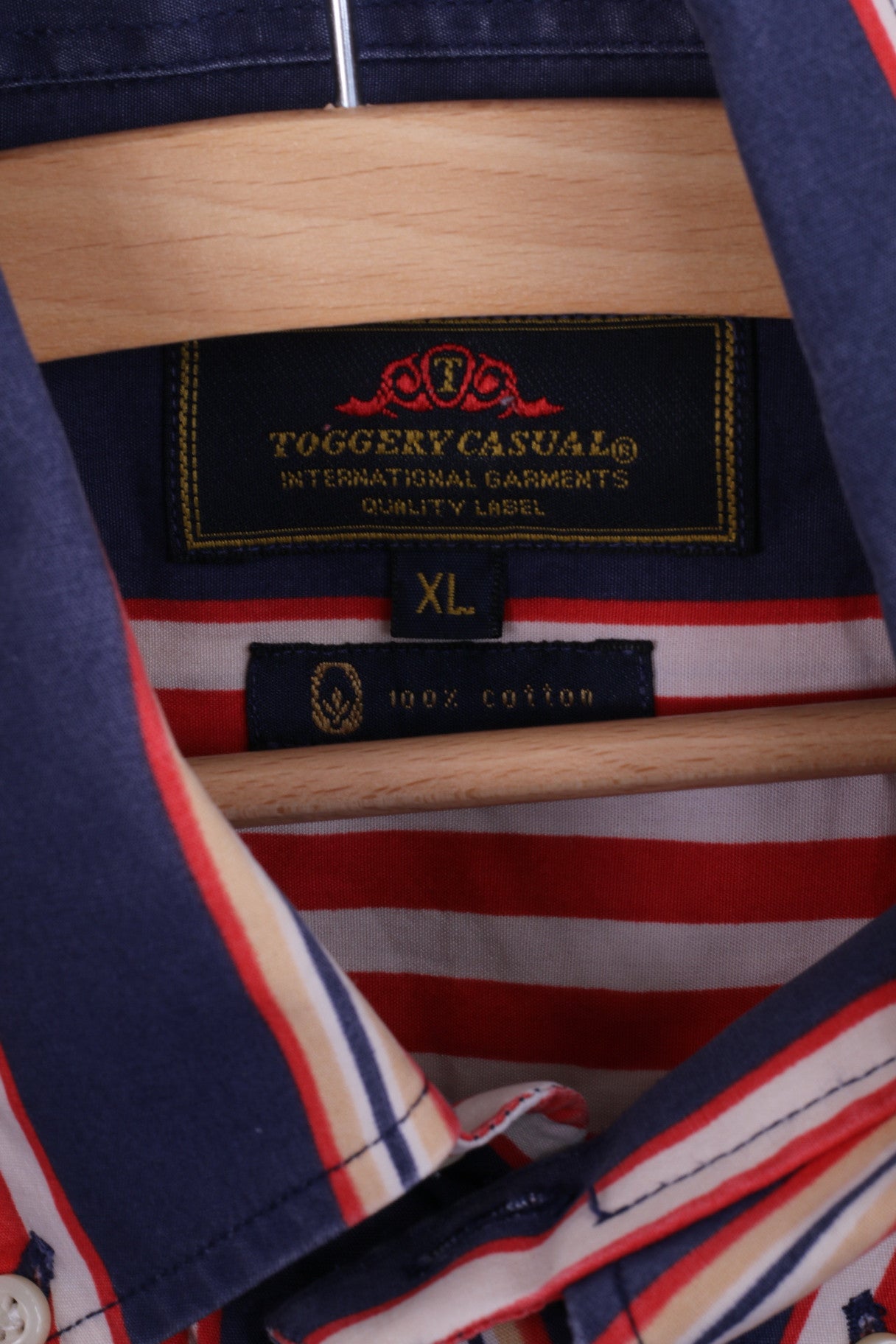 TOGGERY Mens XL Casual Shirt Striped Button Down Collar Multi