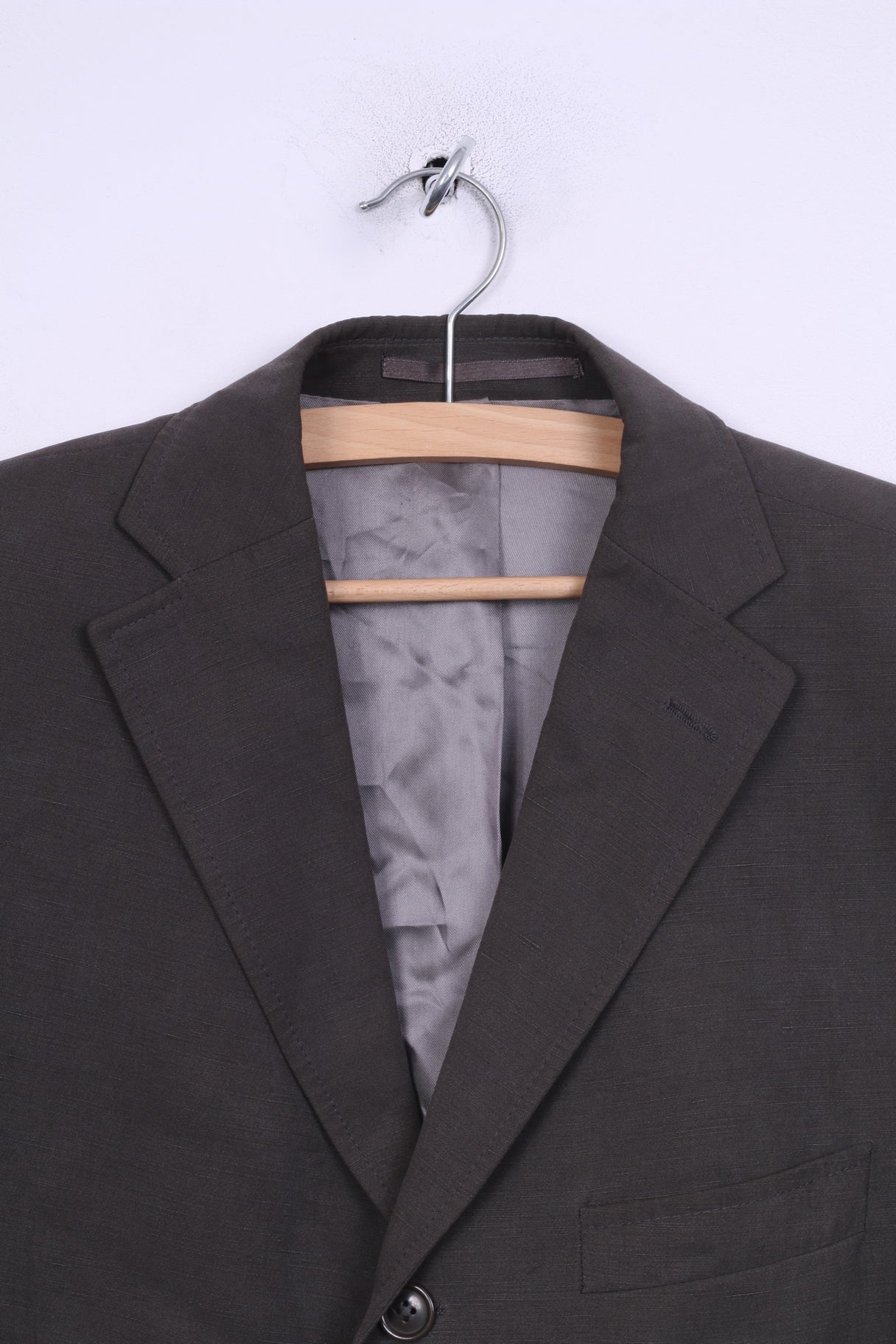 Pierre Cardin Mens 42 M Blazer Jacket Grey Single Breasted Shoulder Pads