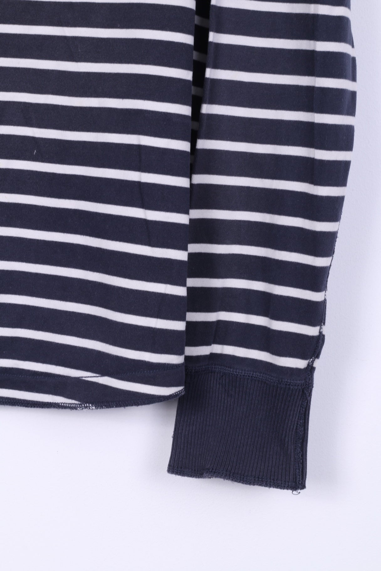 Abercrombie & Fitch Mens XL (M) Long Sleeve Shirt Navy Cotton Striped Muscle Fit Top