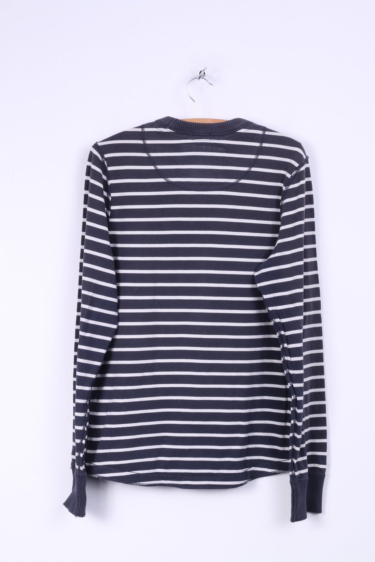 Abercrombie &amp; Fitch Chemise à manches longues XL (M) pour homme Bleu marine en coton rayé Muscle Fit Top