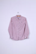 Joules Superduper Womens 6 S Casual Shirt Pink Striped Cotton Long Sleeve