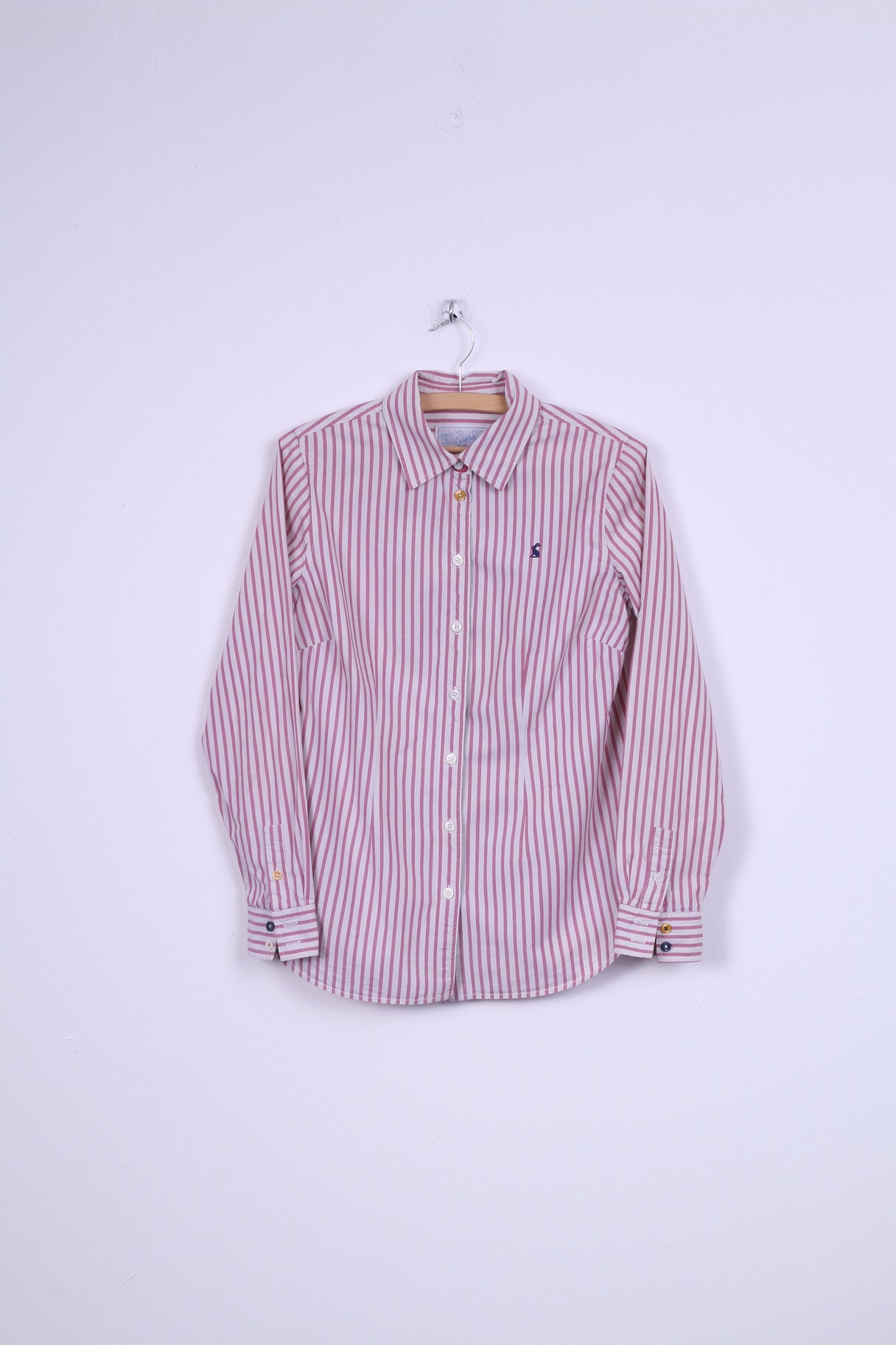 Joules Superduper Womens 6 S Casual Shirt Pink Striped Cotton Long Sleeve