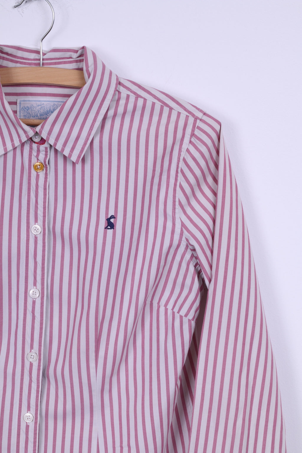 Joules Superduper Donna 6 S Camicia casual in cotone a righe rosa a maniche lunghe