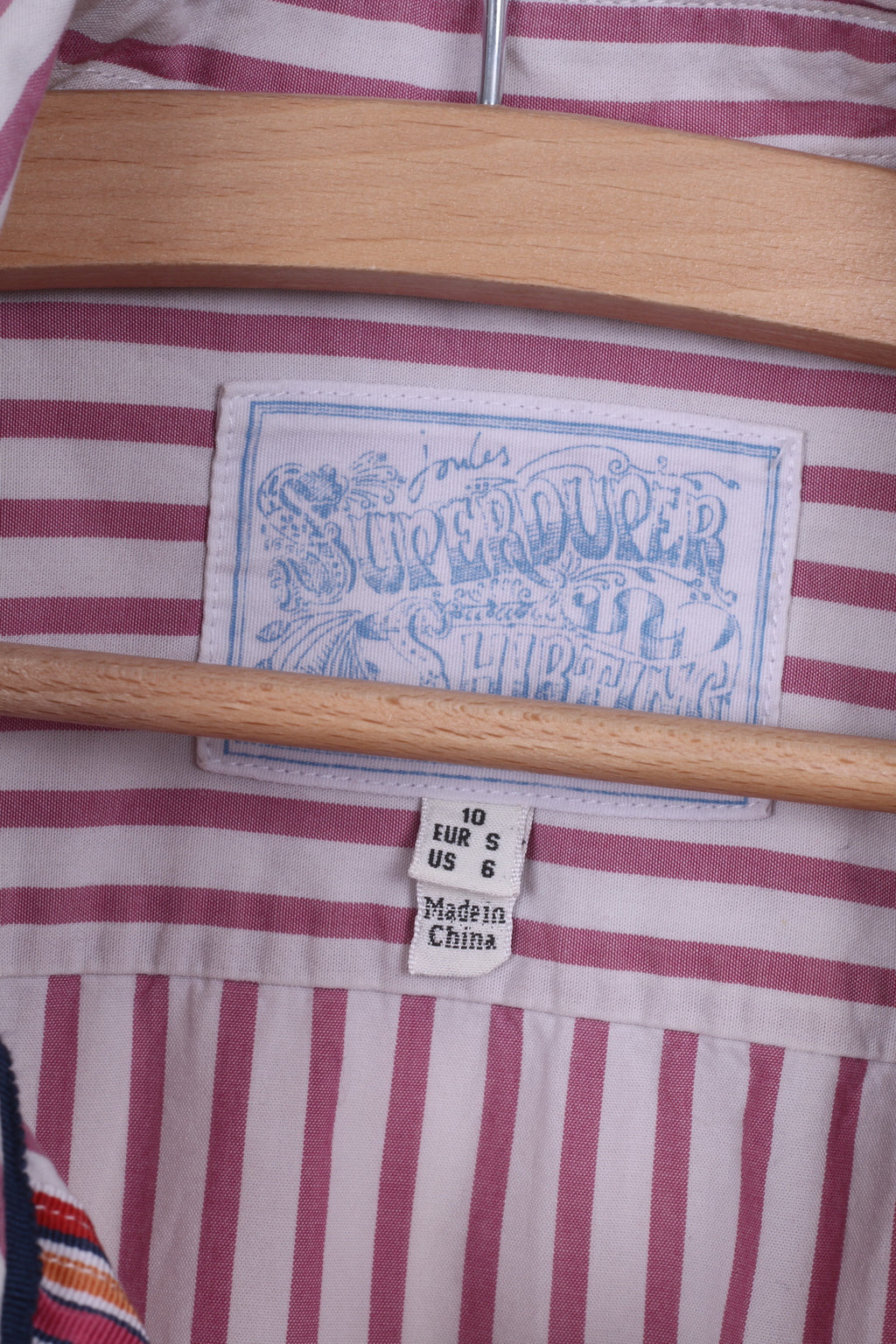 Joules Superduper Donna 6 S Camicia casual in cotone a righe rosa a maniche lunghe