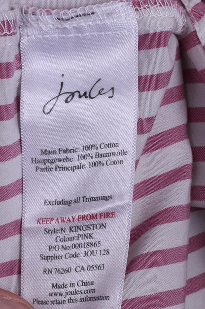 Joules Superduper Womens 6 S Casual Shirt Pink Striped Cotton Long Sleeve