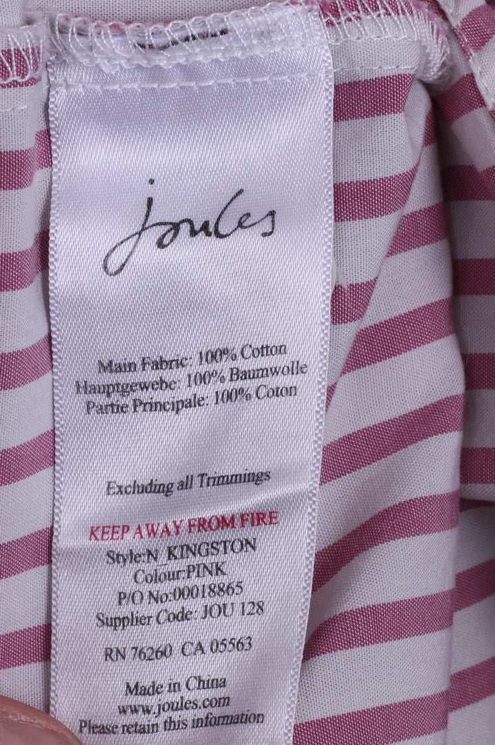 Joules Superduper Donna 6 S Camicia casual in cotone a righe rosa a maniche lunghe