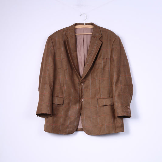 Otto Berg Fashion Blazer Palazzo à carreaux en laine à simple boutonnage pour homme 27 (XL) Moutarde 