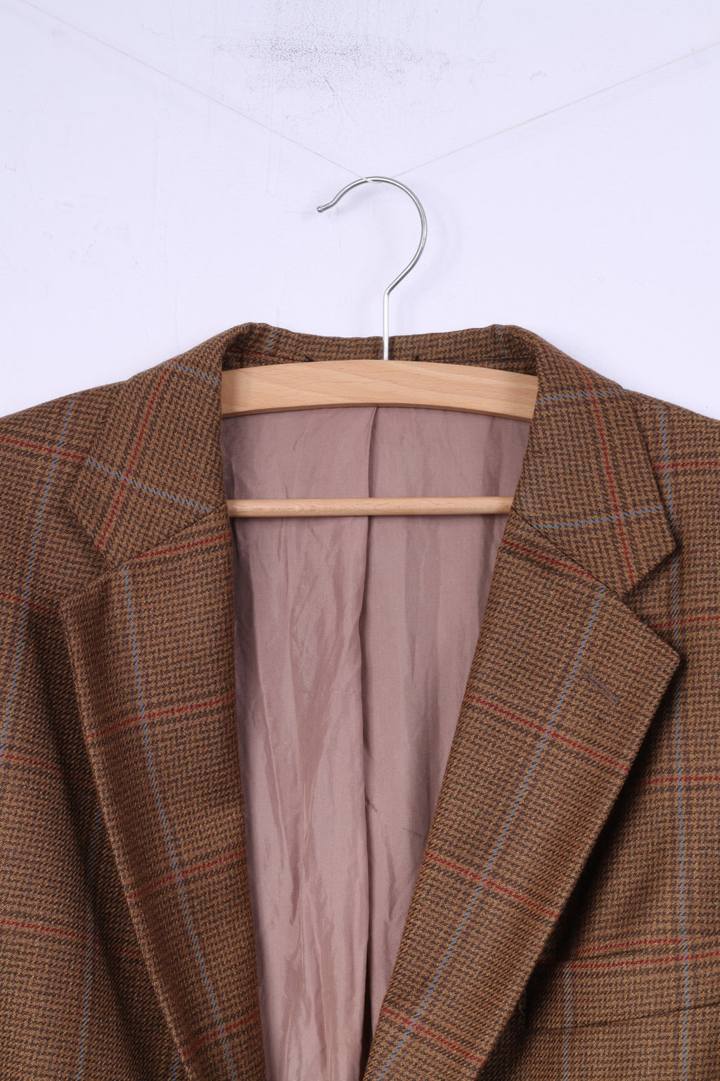 Otto Berg Fashion Blazer Palazzo à carreaux en laine à simple boutonnage pour homme 27 (XL) Moutarde 