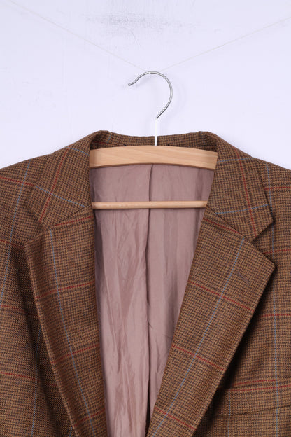 Otto Berg Fashion Uomo 27 (XL) Blazer Senape monopetto in lana a quadri Palazzo Top 
