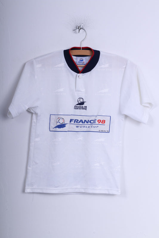 France 98 Garçons M 8 âge Chemise Blanc vintage Coupe De Monde 1998 France Coupe du Monde