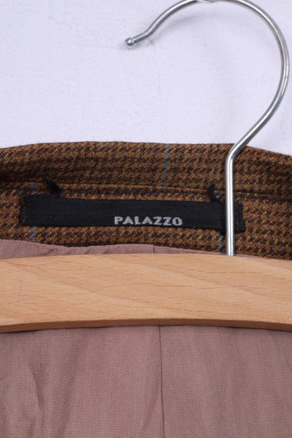Otto Berg Fashion Mens 27 (XL) Blazer Mustard Single Breasted Wool Check Palazzo Top