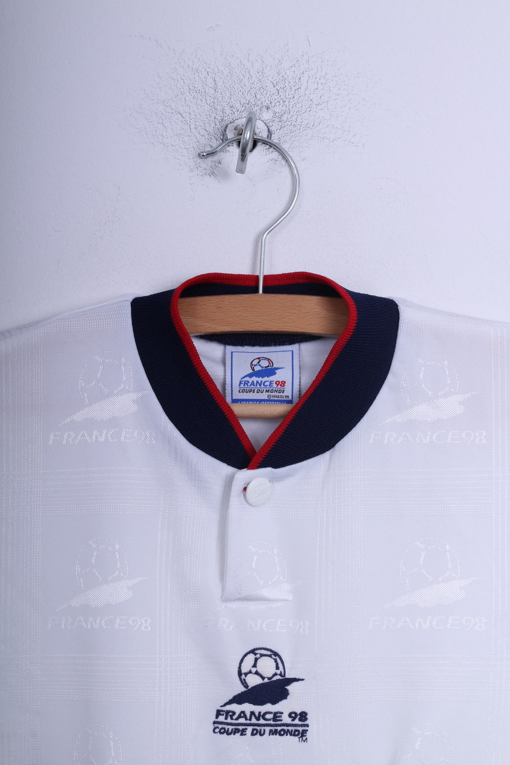 Maglia Francia 98 ragazzi M 8 anni bianca vintage Coupe De Monde 1998 Coppa del mondo di Francia