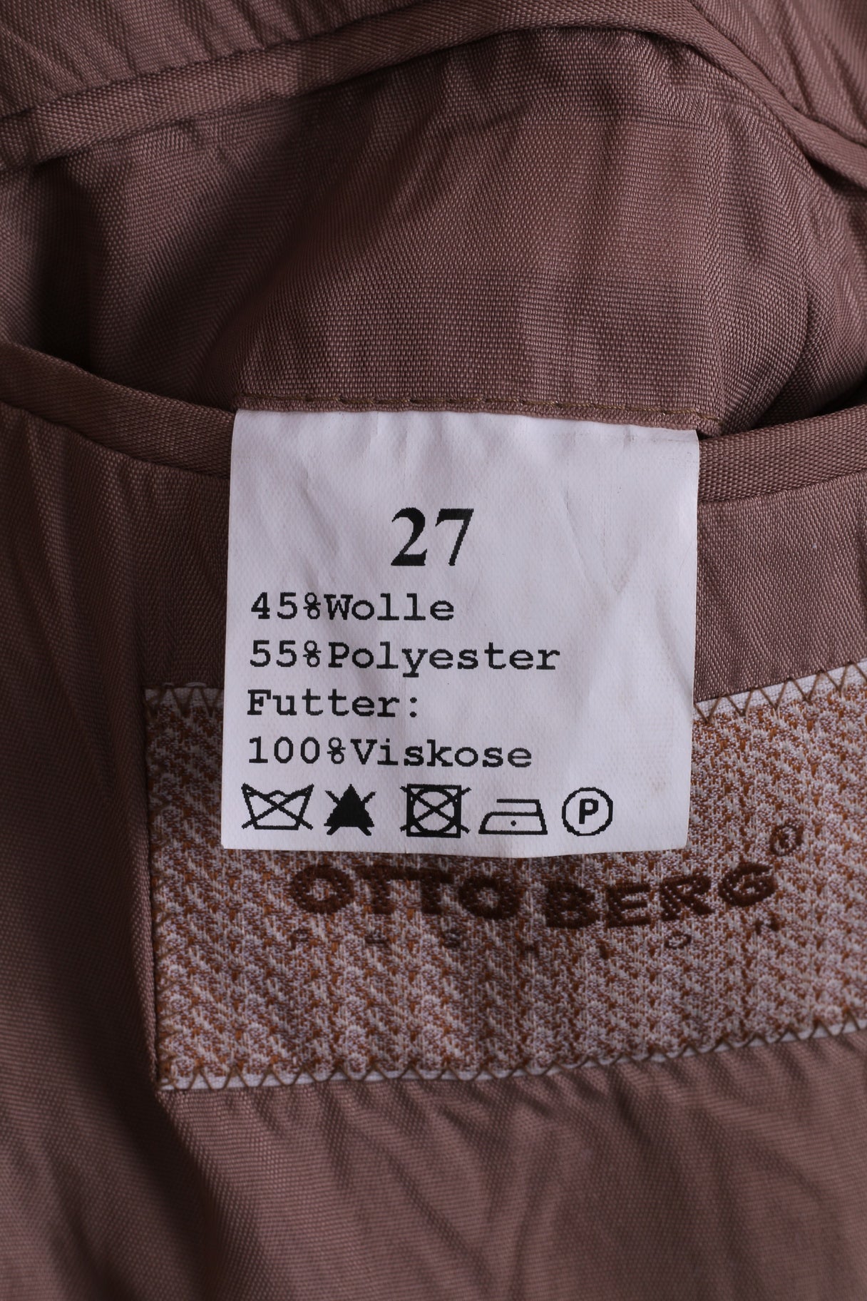 Otto Berg Fashion Mens 27 (XL) Blazer Mustard Single Breasted Wool Check Palazzo Top
