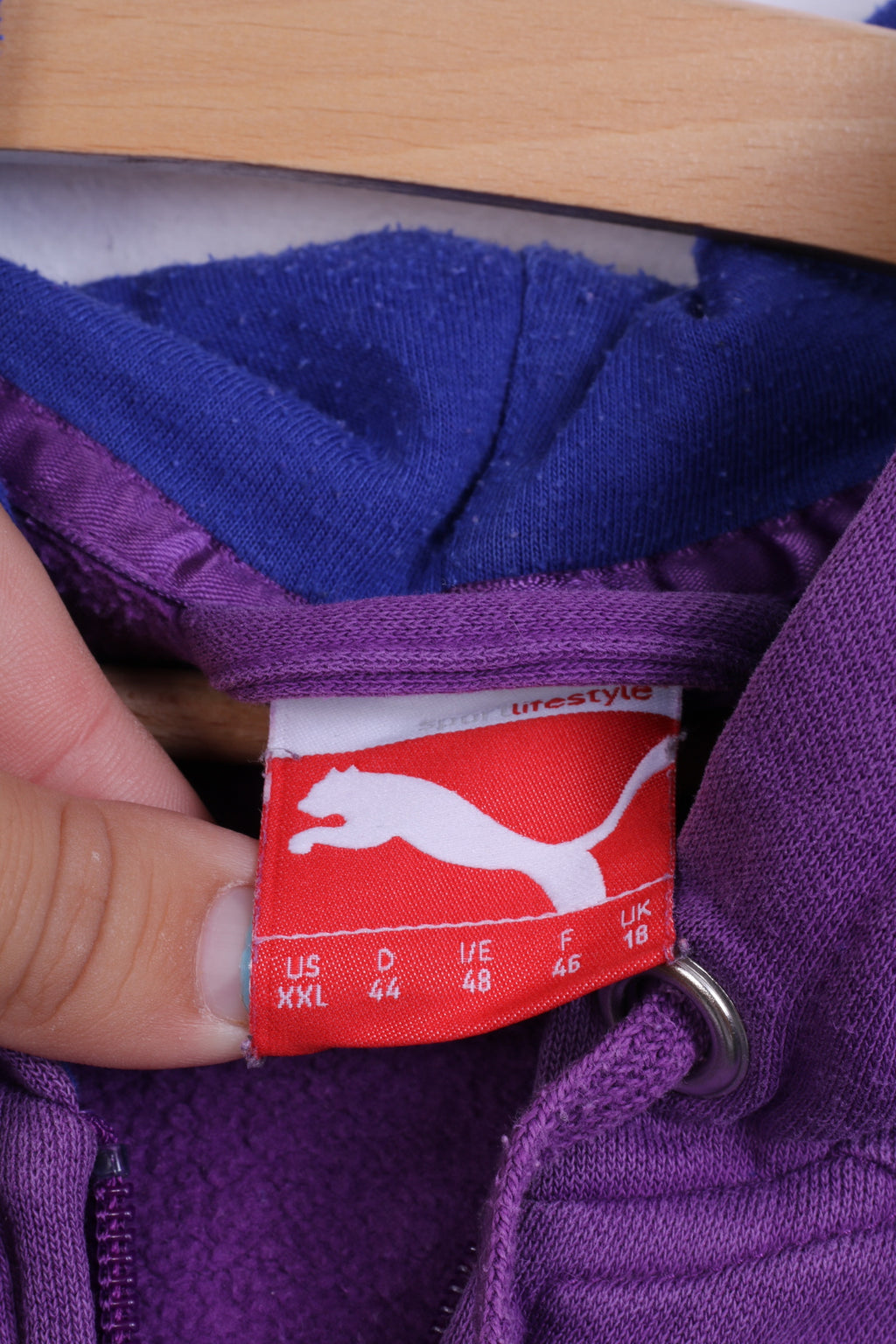 Felpa Puma Donna 18 XXL Viola con cerniera e cappuccio