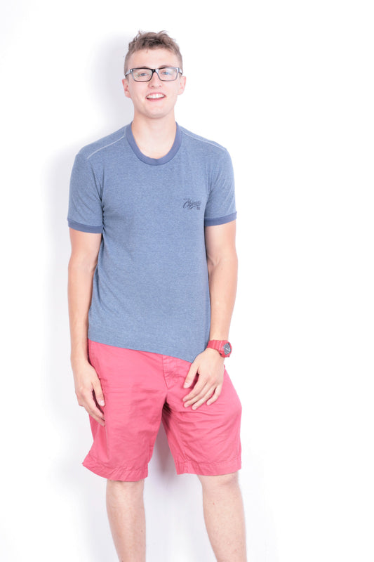 Calvin Klein Jeans Mens XL Shirt Crew Neck Navy Blue Short Sleeve Summer - RetrospectClothes
