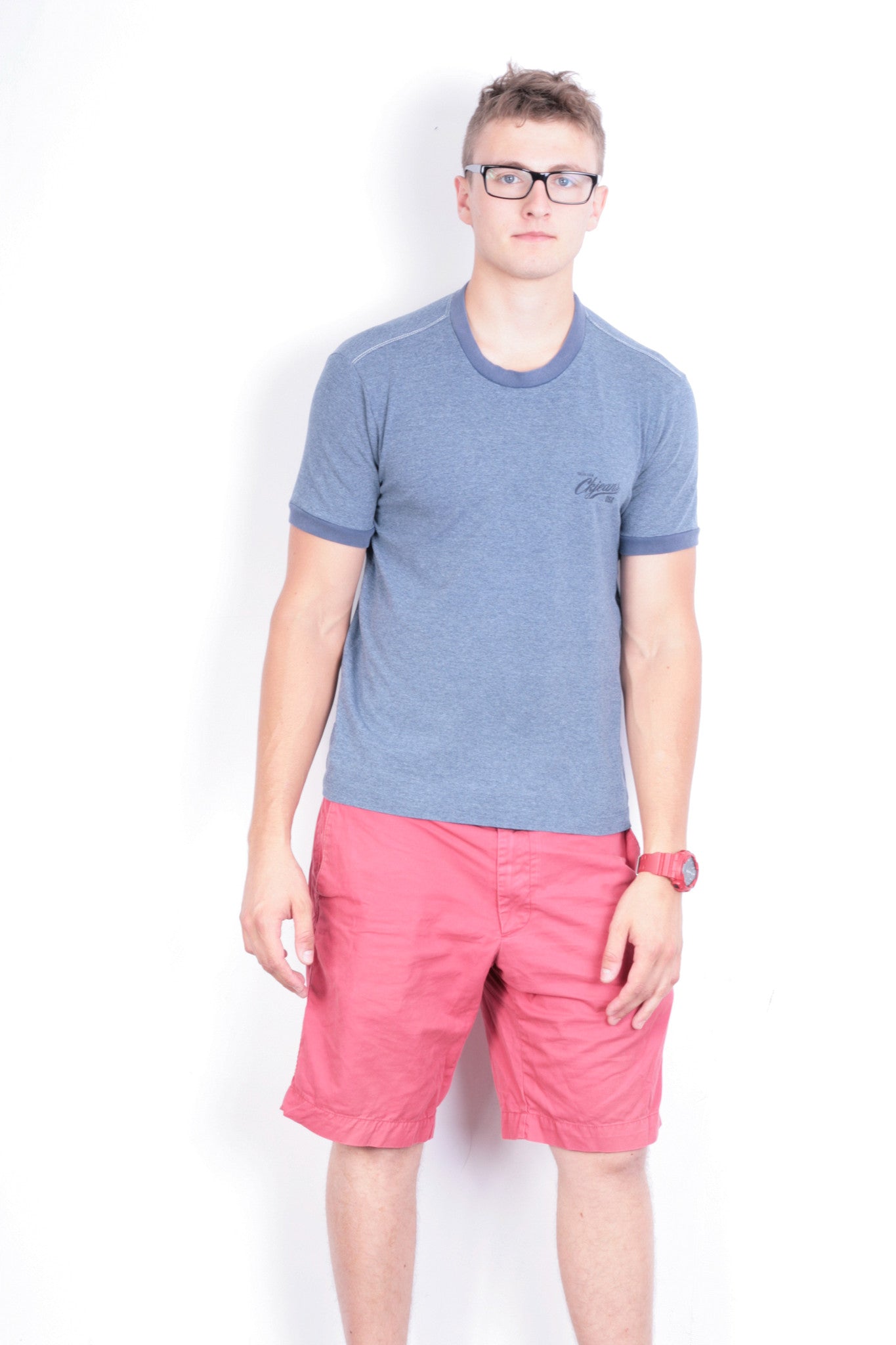 Calvin Klein Jeans Mens XL Shirt Crew Neck Navy Blue Short Sleeve Summer - RetrospectClothes