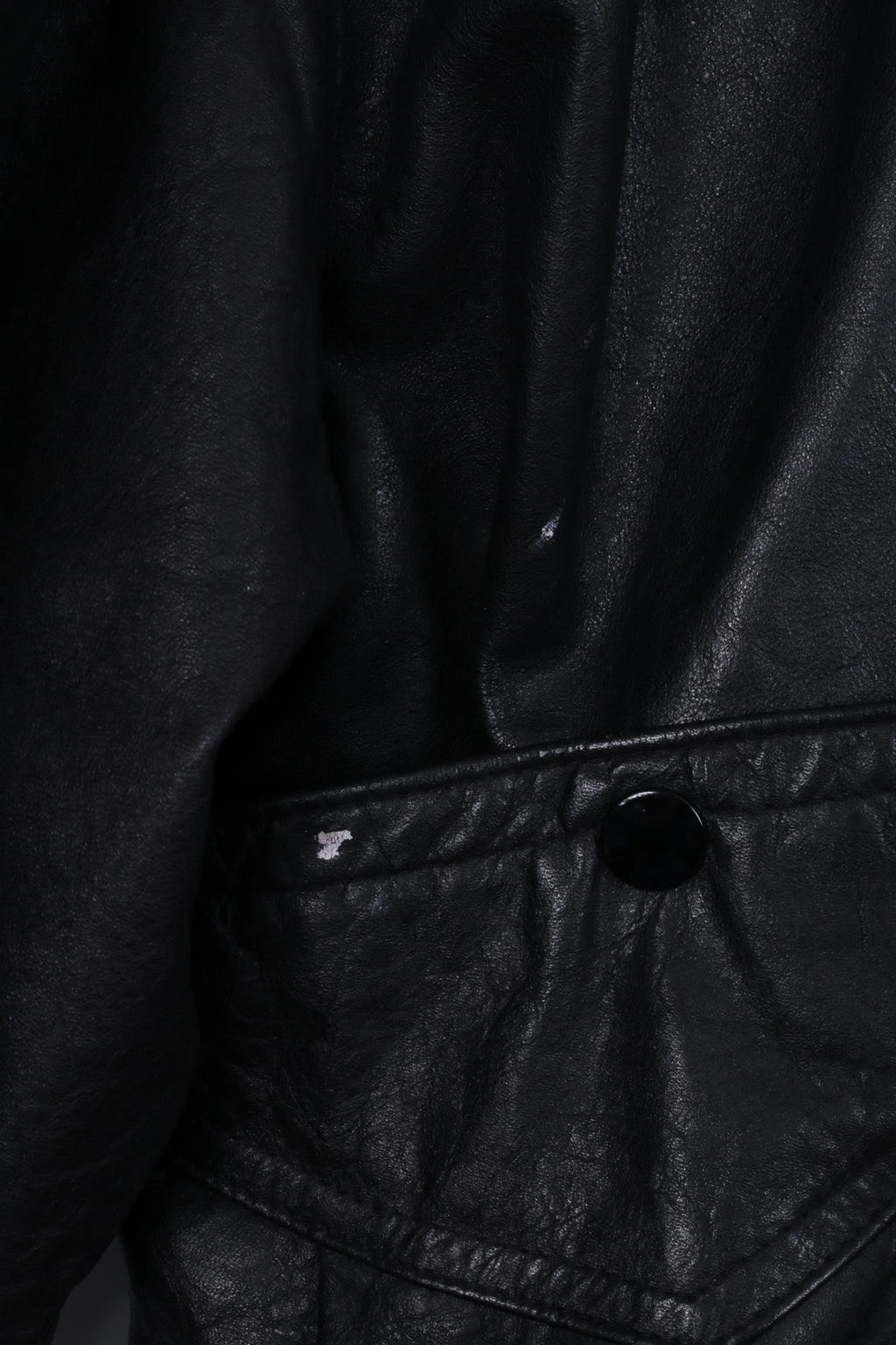 Giacca da uomo vintage L. Top da motociclista con bottoni automatici foderati in pelle bomber vintage nero
