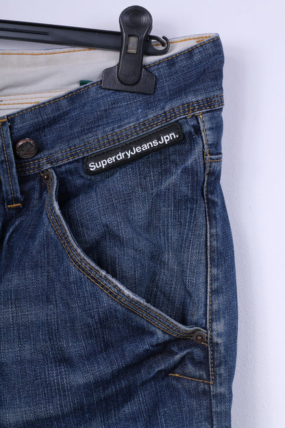 Superdry Hommes W36 L32 Pantalon Denim Jeans Marine Coton Japon Pantalon