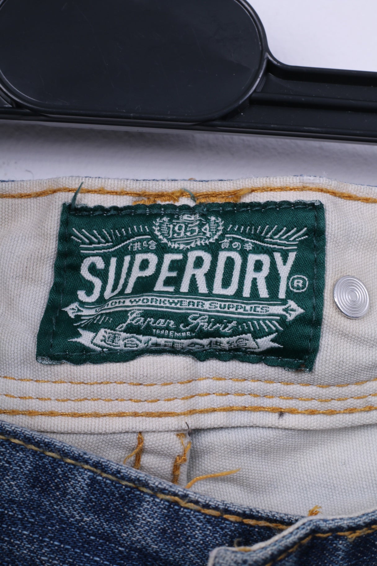 Superdry Hommes W36 L32 Pantalon Denim Jeans Marine Coton Japon Pantalon