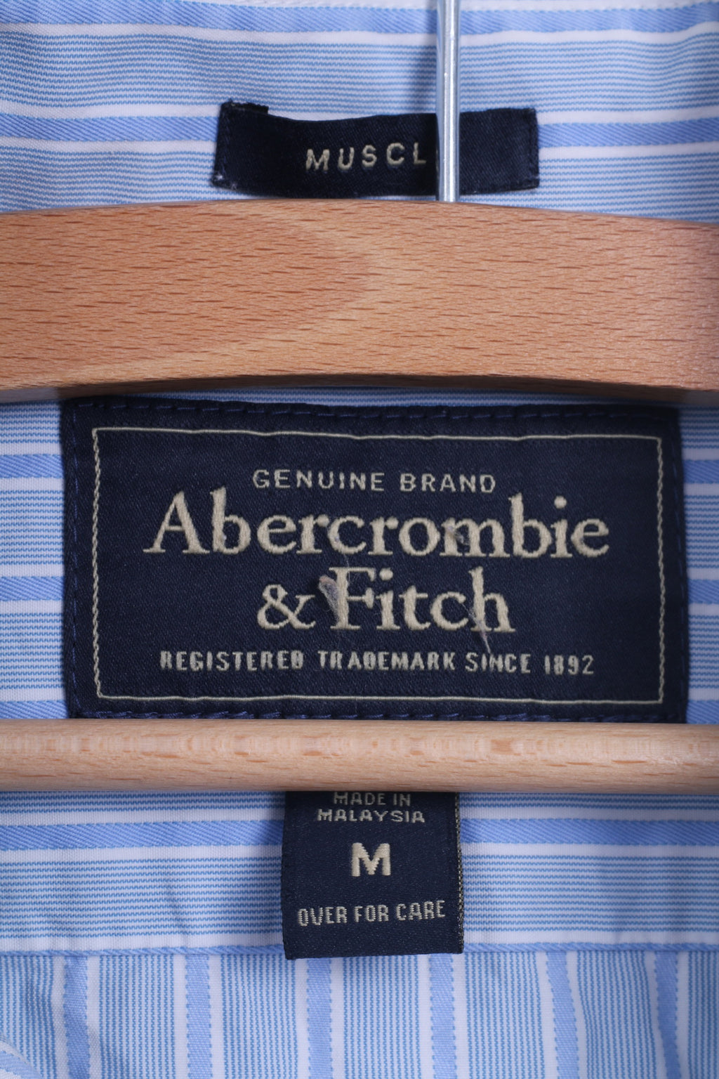 Abercrombie &amp; Fitch Chemise décontractée M pour homme en coton rayé bleu à manches longues