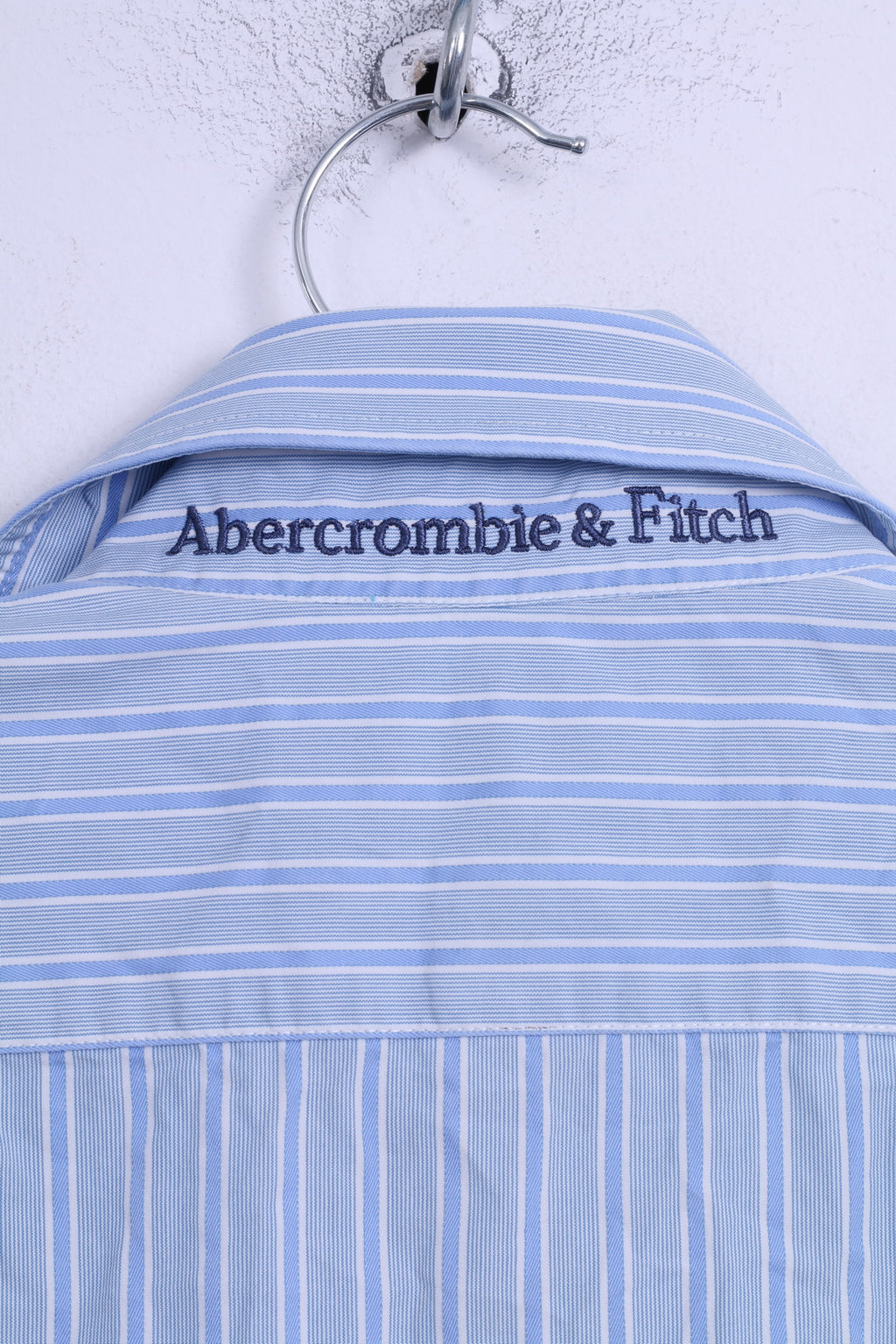 Abercrombie &amp; Fitch Chemise décontractée M pour homme en coton rayé bleu à manches longues
