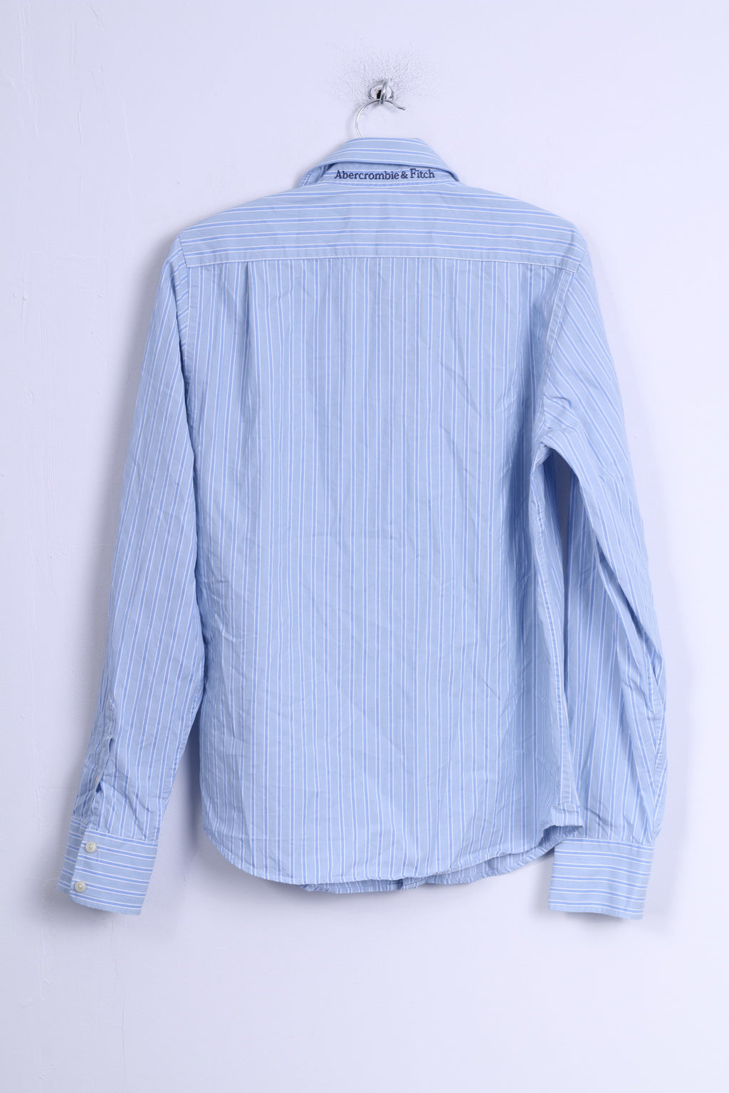 Abercrombie &amp; Fitch Chemise décontractée M pour homme en coton rayé bleu à manches longues